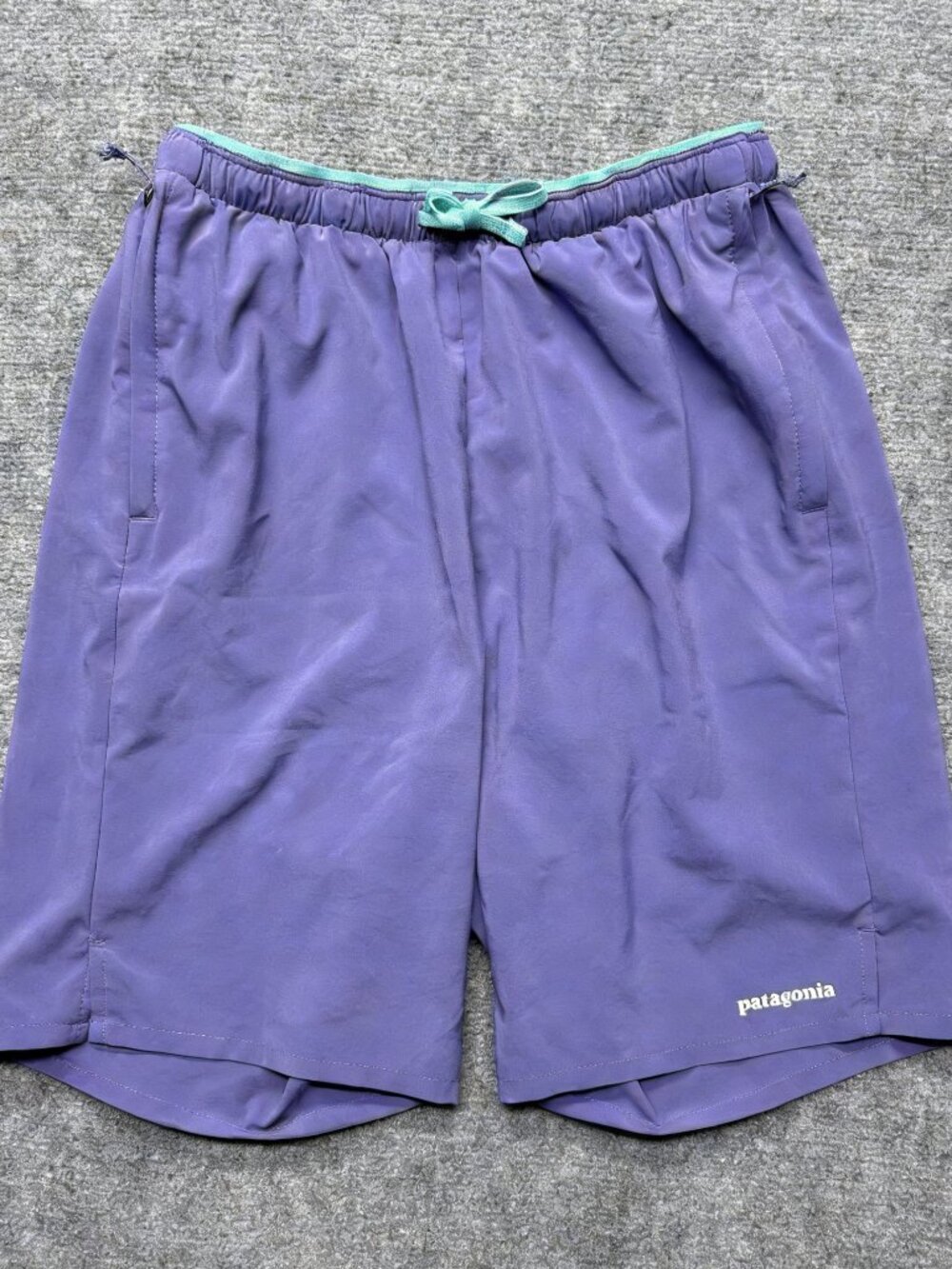 Patagonia Multi Trails Shorts Mens Small 8" Lavender Lined 57602 Teal Trim